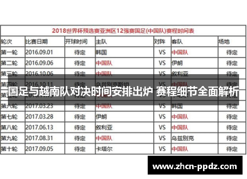 国足与越南队对决时间安排出炉 赛程细节全面解析