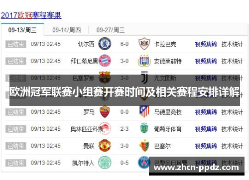 欧洲冠军联赛小组赛开赛时间及相关赛程安排详解